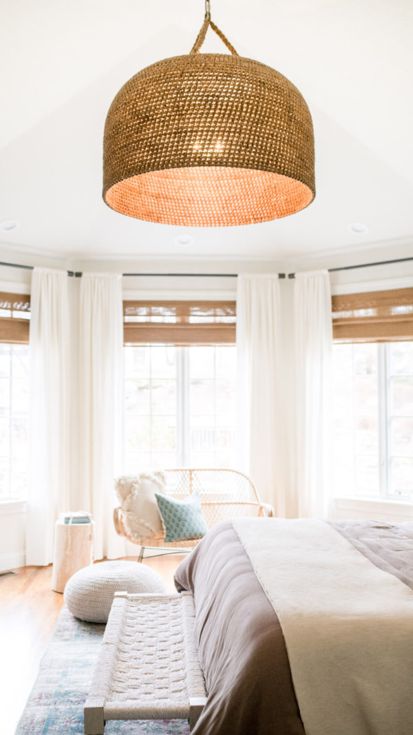 A Classy & Neutral Boho Bedroom with Statement Lighting · Haven