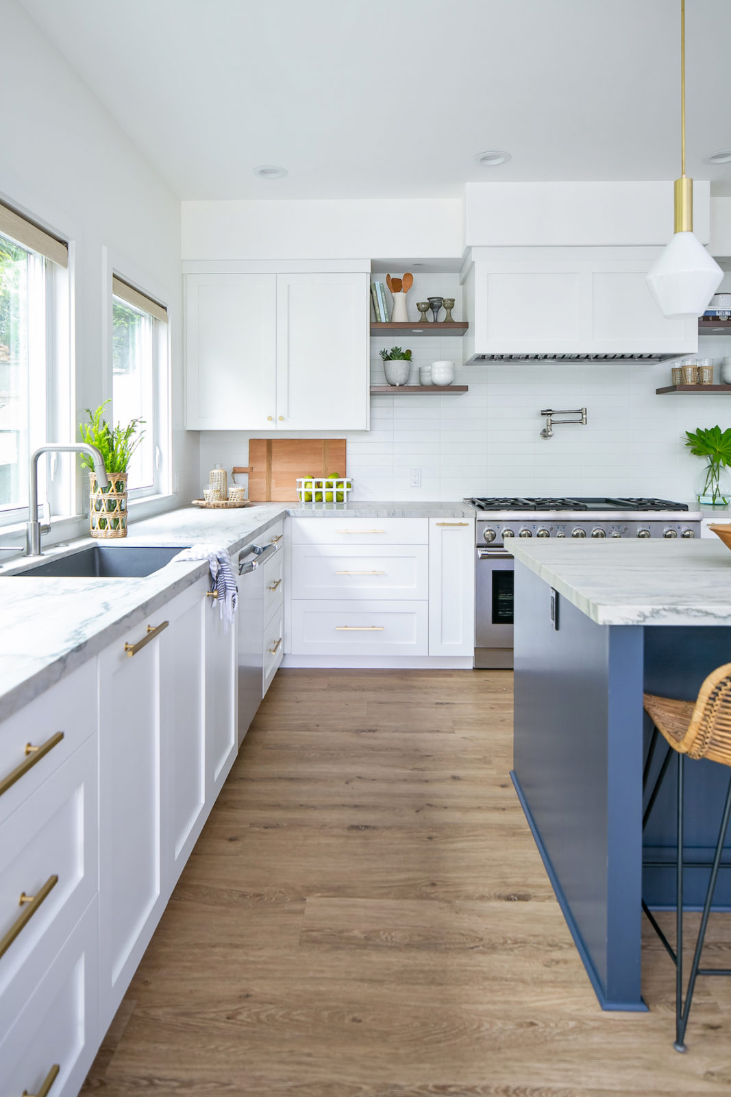 Modern San Clemente Home with the Perfect Blue Kitchen Island · Haven