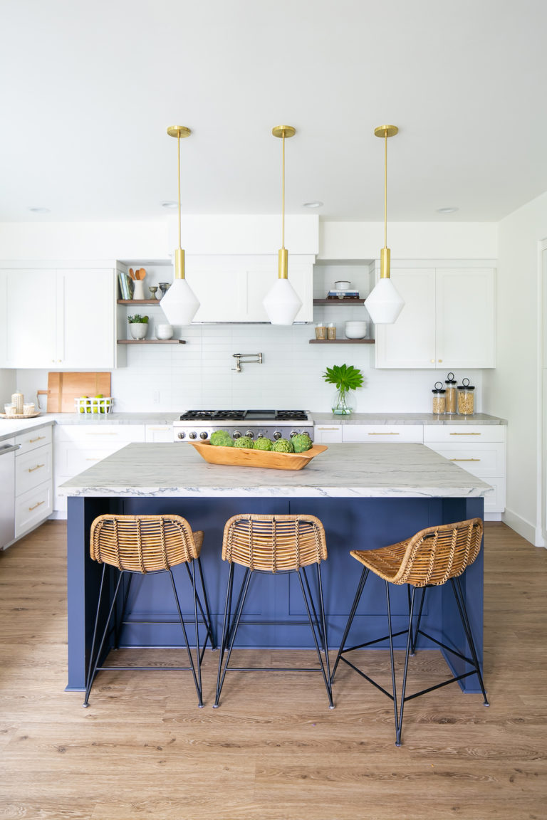 Modern San Clemente Home with the Perfect Blue Kitchen Island · Haven