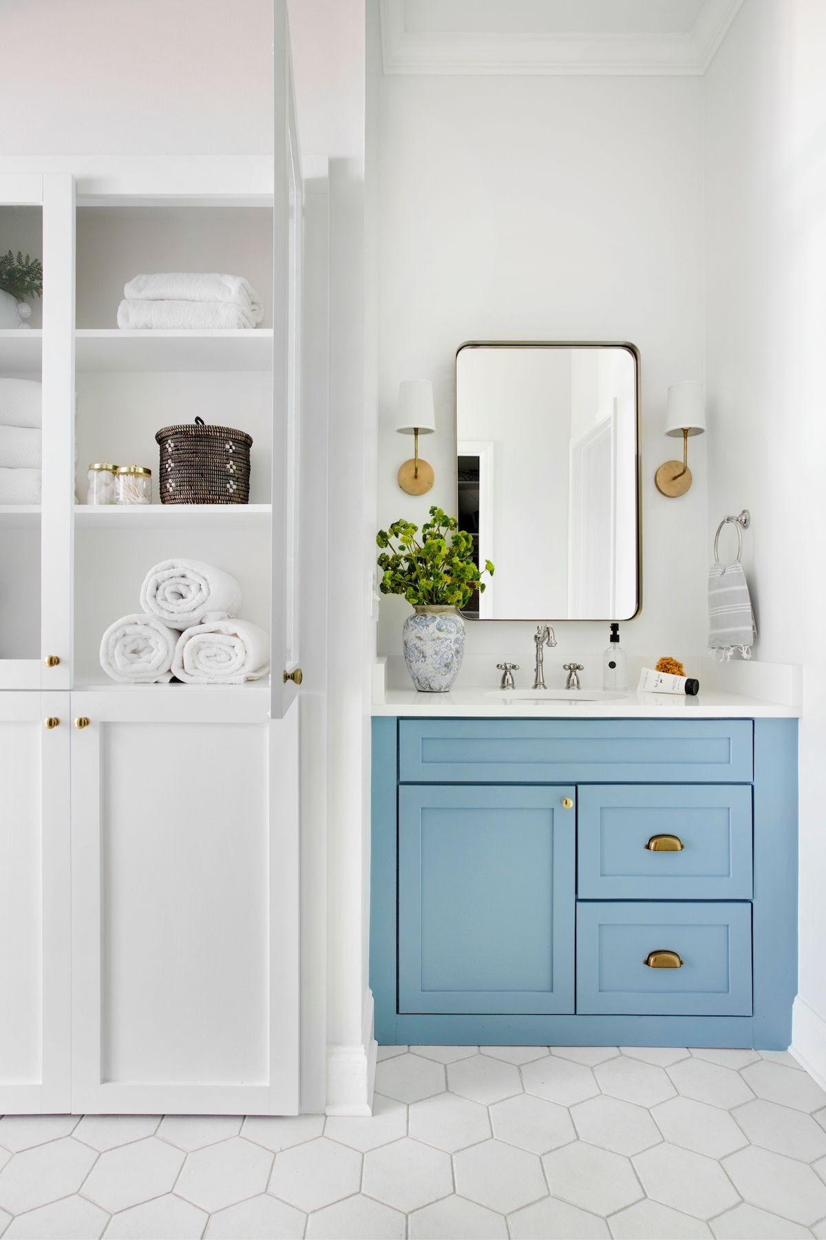 Blue Paints For A Bathroom, Light Blue Powder Room Vanity