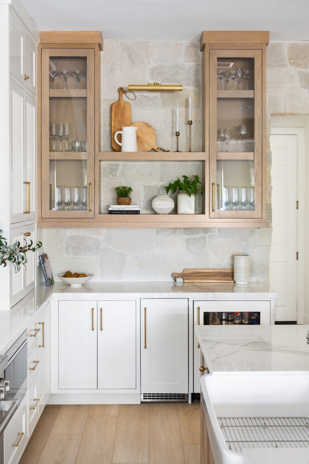 Muted Cut Stone Layers on Subtle Texture in a Neutral Transitional Home ...